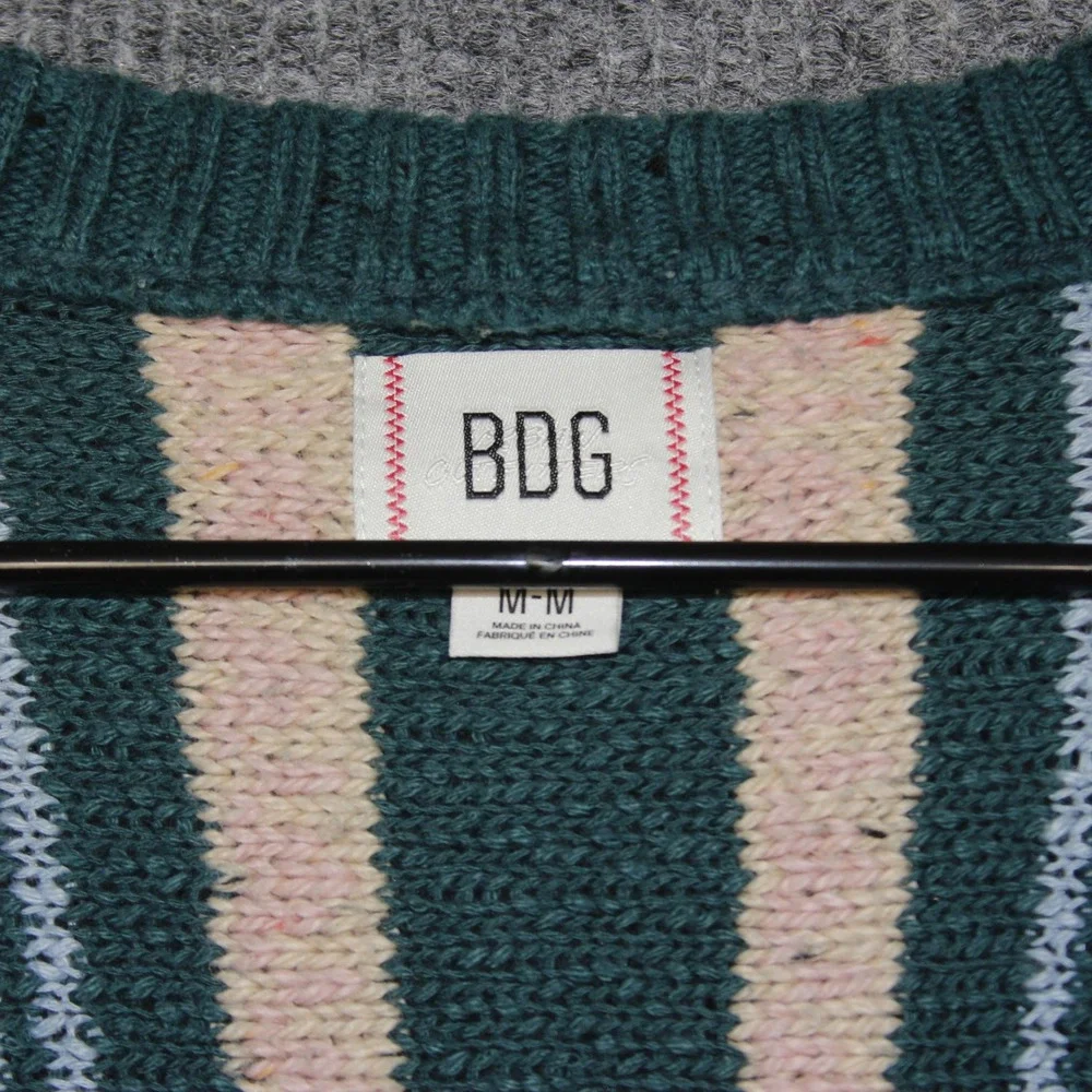BDG Striped‎ Button Up Cardigan Sweater Multicolored Women's M